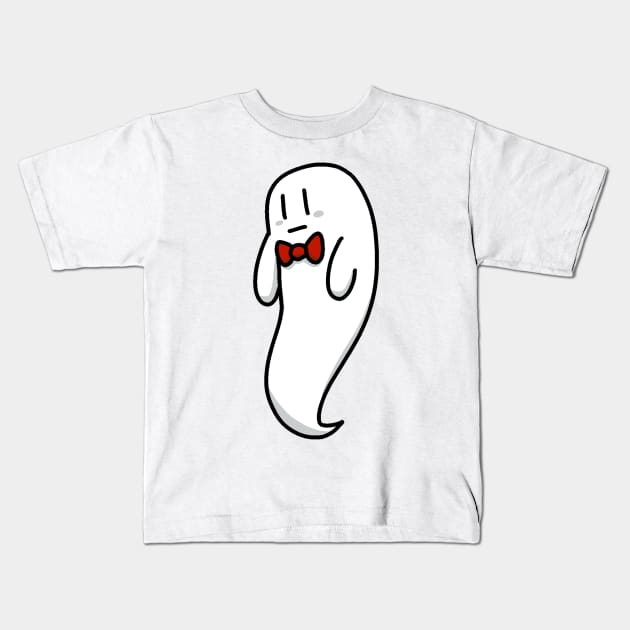 Red Bow Tie Ghost Kids T-Shirt by ceolsonart